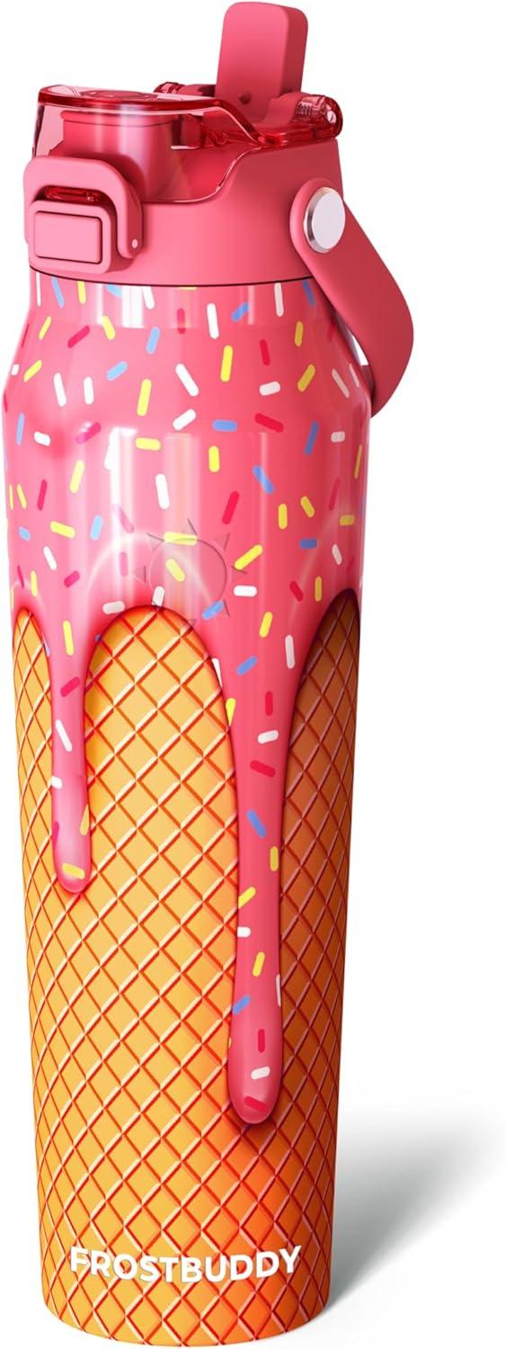 imageFrost Buddy 32oz Insulated Water Bottle with Straw ampamp Chug Lid  LeakProof Stainless Steel  24Hours Cold  SweatProof Cup Holder Friendly  Ideal for Gym Travel Sports ampamp Everyday HydrationIce Cream
