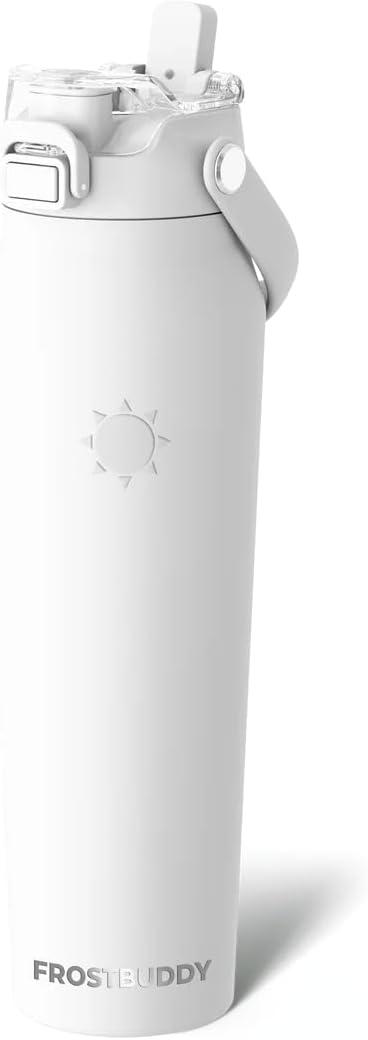 imageFrost Buddy 32oz Insulated Water Bottle with Straw ampamp Chug Lid  LeakProof Stainless Steel  24Hours Cold  SweatProof Cup Holder Friendly  Ideal for Gym Travel Sports ampamp Everyday HydrationWhite