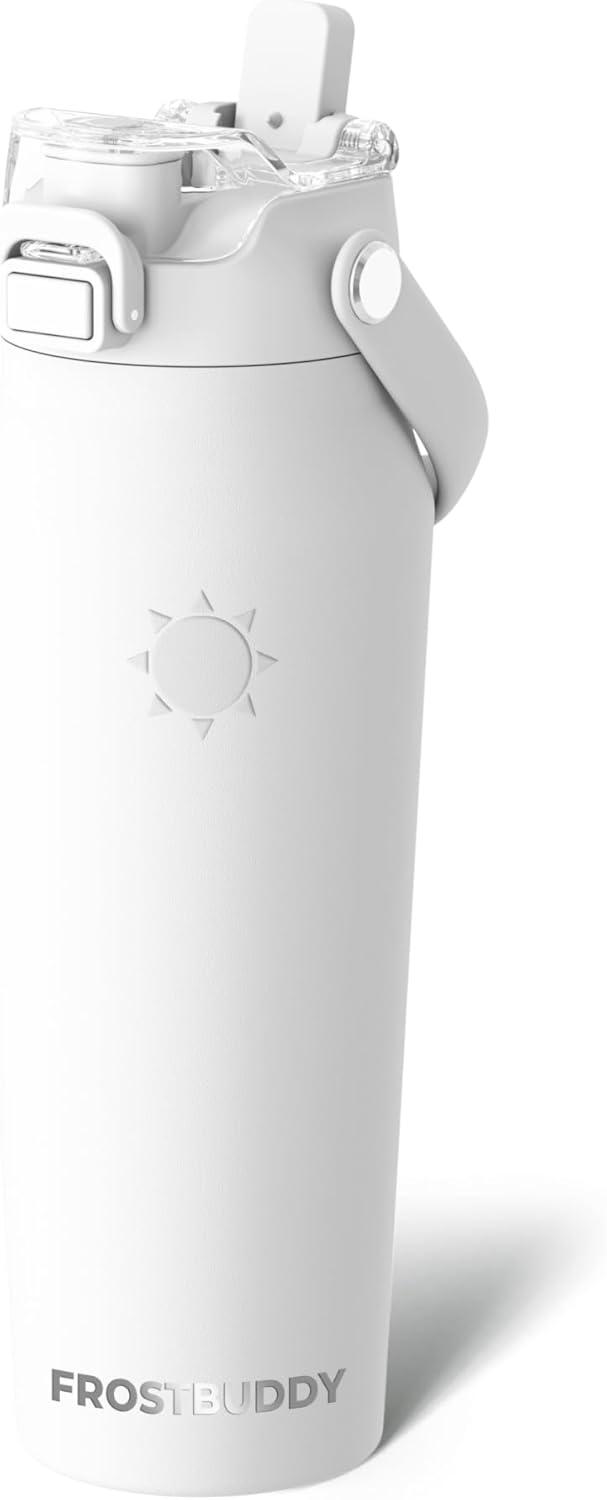 imageFrost Buddy 32oz Insulated Water Bottle with Straw ampamp Chug Lid  LeakProof Stainless Steel  24Hours Cold  SweatProof Cup Holder Friendly  Ideal for Gym Travel Sports ampamp Everyday HydrationWhite
