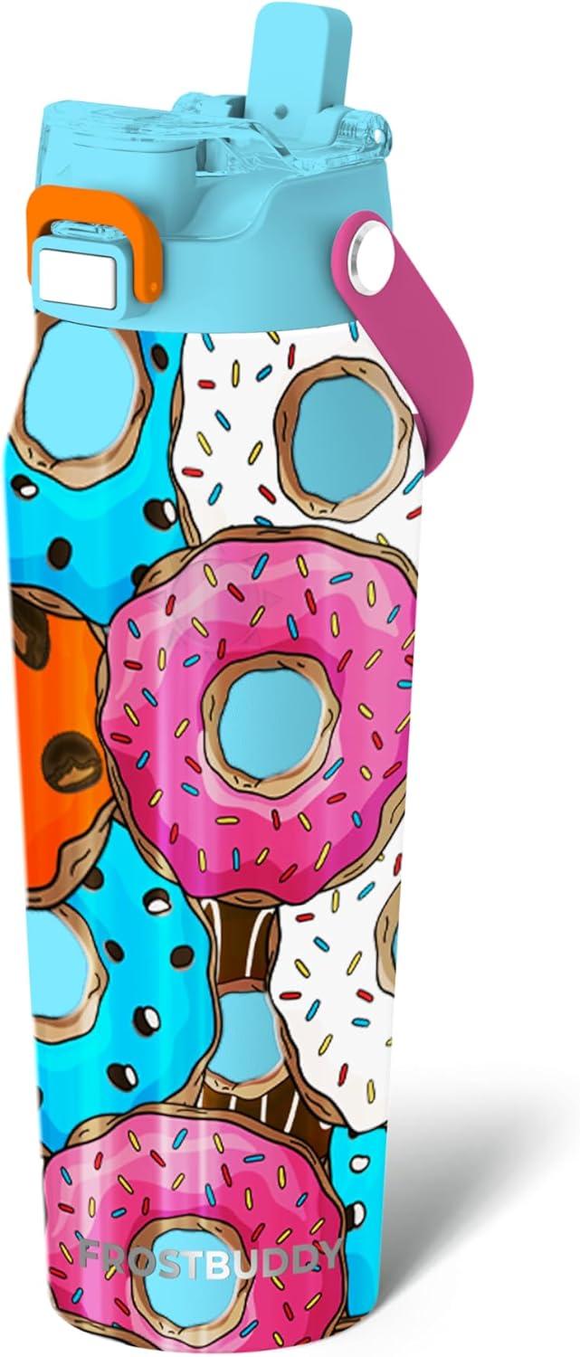imageFrost Buddy 32oz Insulated Water Bottle with Straw ampamp Chug Lid  LeakProof Stainless Steel  24Hours Cold  SweatProof Cup Holder Friendly  Ideal for Gym Travel Sports ampamp Everyday HydrationDonuts