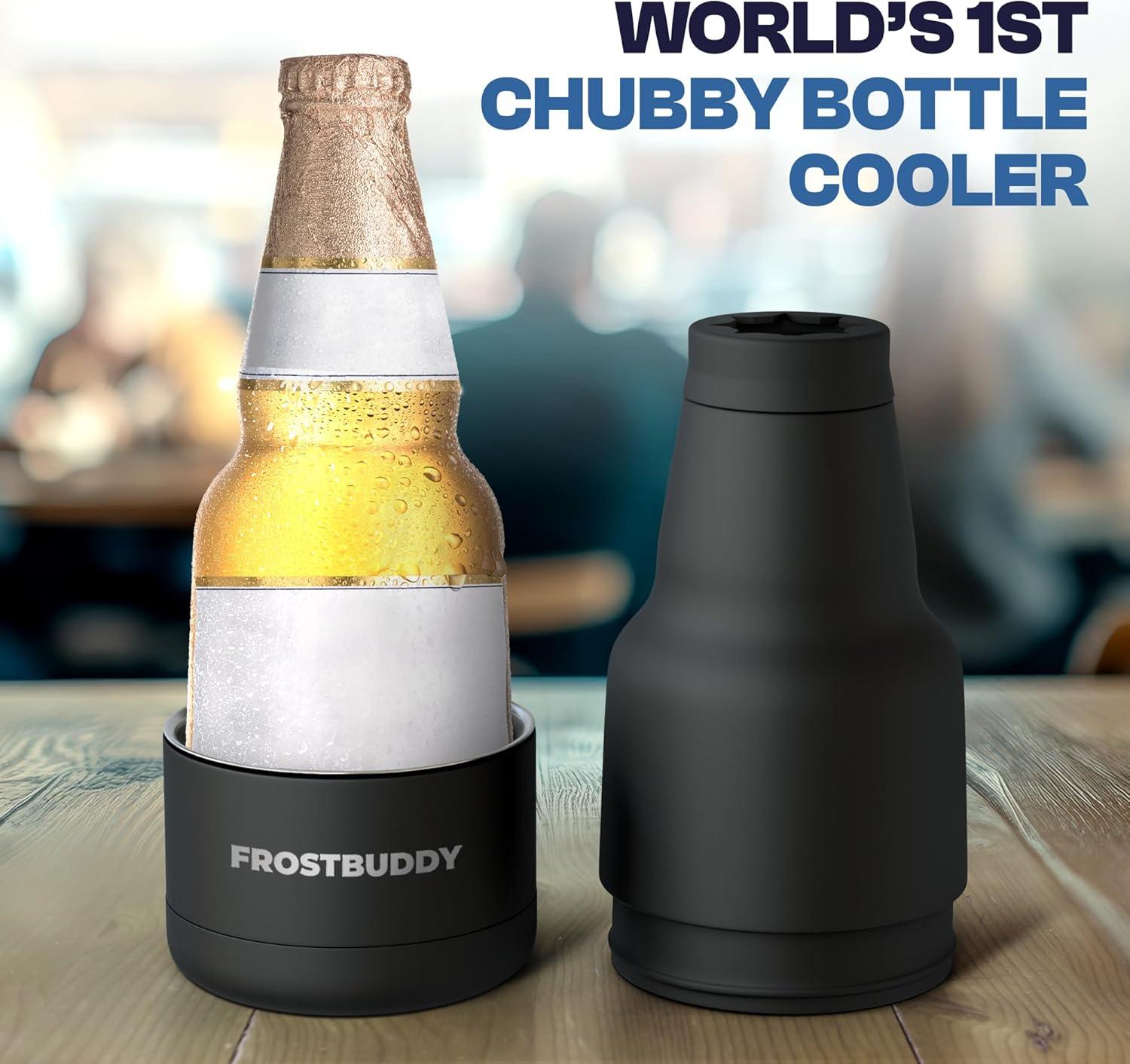 imageFrost Buddy Chubby Buddy  Mexican Beer Bottle Cooler  Stainless Steel Double Wall Vacuum Insulated compatible with Modelo Beers BlackBlack