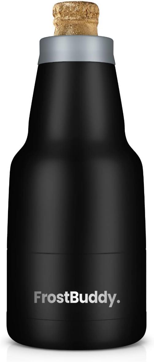 imageFrost Buddy Chubby Buddy  Mexican Beer Bottle Cooler  Stainless Steel Double Wall Vacuum Insulated compatible with Modelo Beers BlackBlack