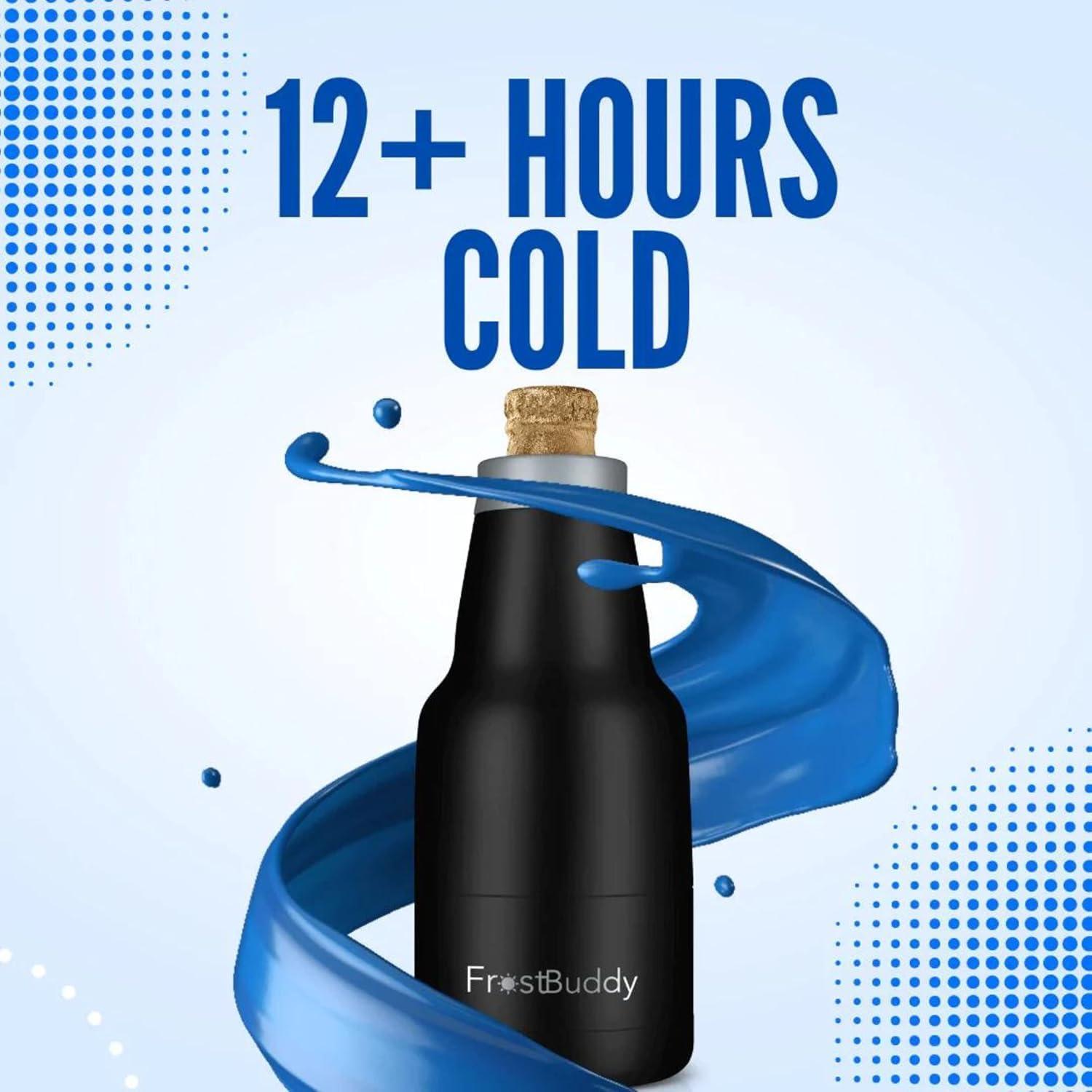 imageFrost Buddy Chubby Buddy  Mexican Beer Bottle Cooler  Stainless Steel Double Wall Vacuum Insulated compatible with Modelo Beers BlackMexico