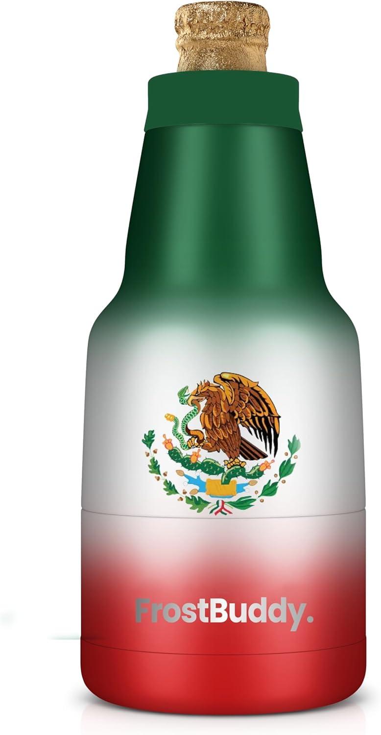 imageFrost Buddy Chubby Buddy  Mexican Beer Bottle Cooler  Stainless Steel Double Wall Vacuum Insulated compatible with Modelo Beers BlackMexico