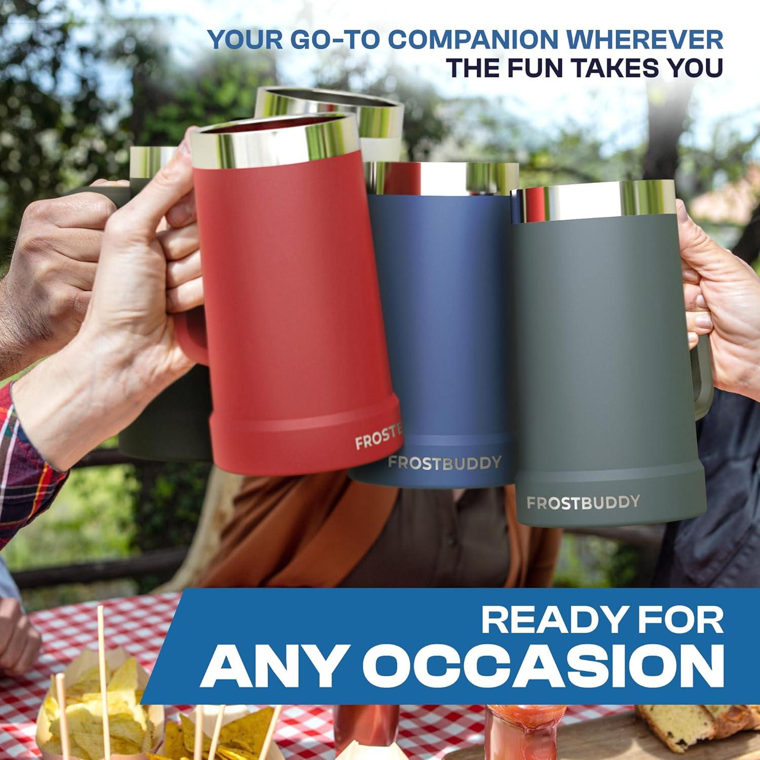 imageFrost Buddy Stein Buddy  24oz Insulated Stainless Steel Beer Stein Mug with Handle  Keeps Beer Cold for Hours  Ideal for Tailgating Parties BBQs and Gifts CrimsonCharcoal