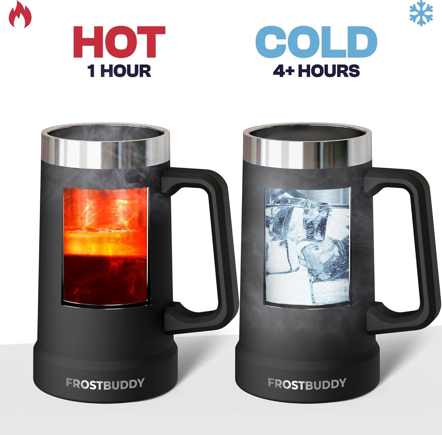 imageFrost Buddy Stein Buddy  24oz Insulated Stainless Steel Beer Stein Mug with Handle  Keeps Beer Cold for Hours  Ideal for Tailgating Parties BBQs and Gifts CrimsonCrimson