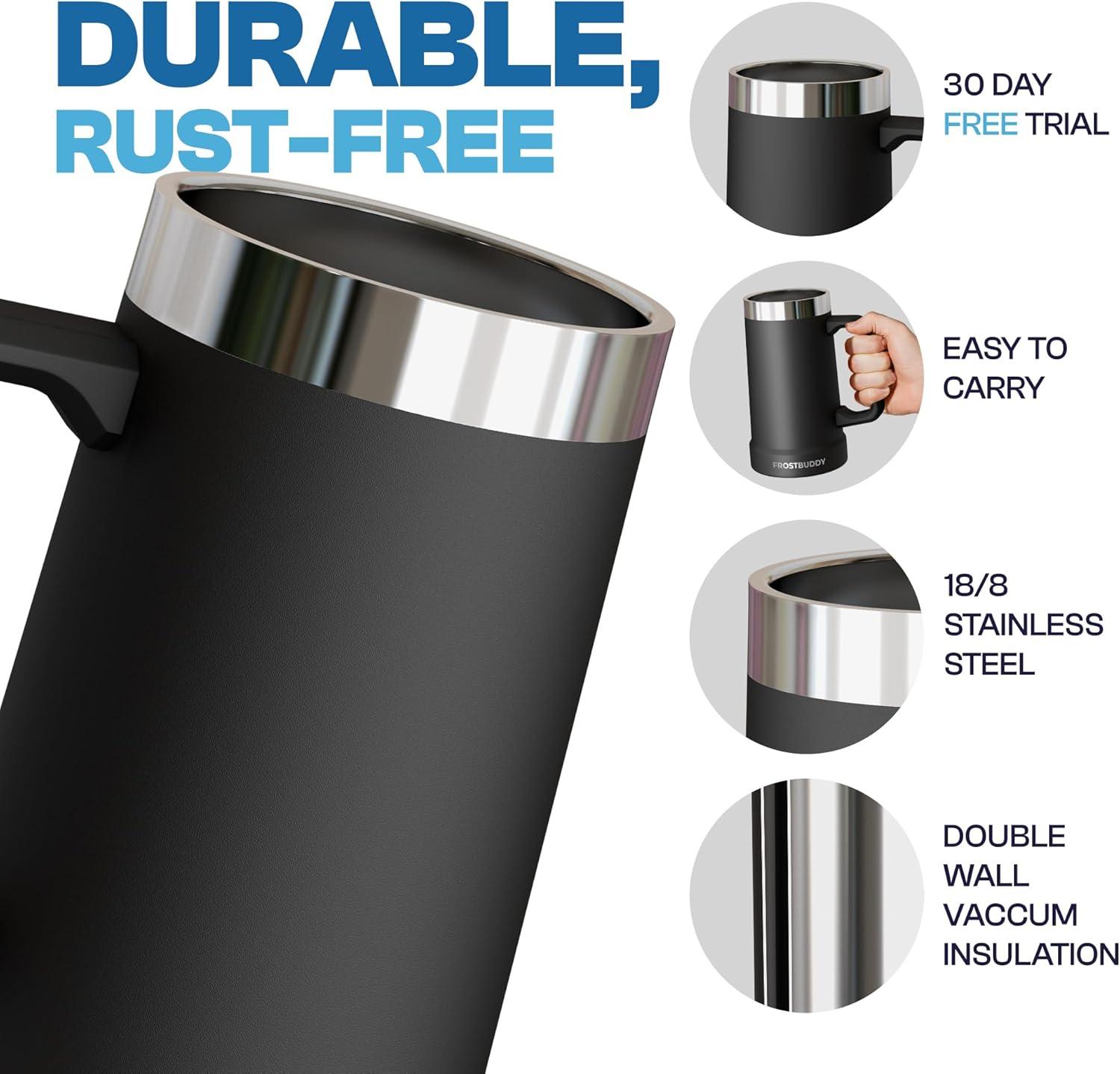 imageFrost Buddy Stein Buddy  24oz Insulated Stainless Steel Beer Stein Mug with Handle  Keeps Beer Cold for Hours  Ideal for Tailgating Parties BBQs and Gifts CrimsonCrimson