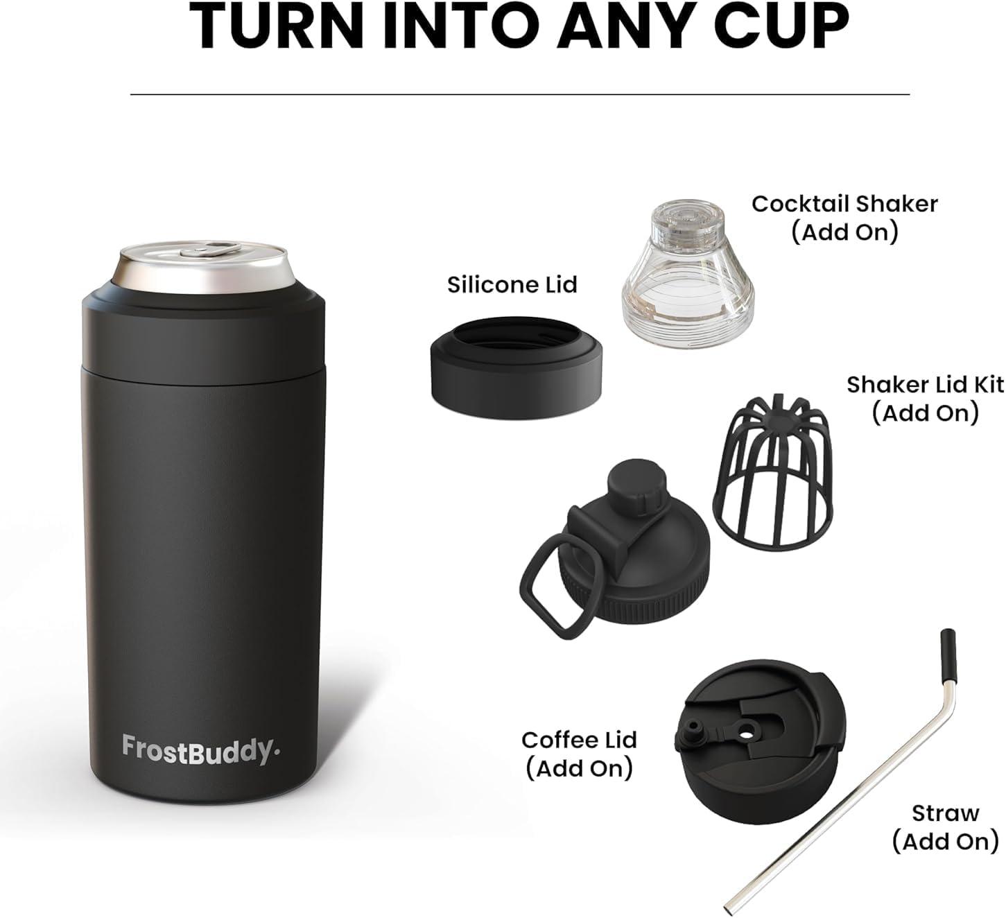 imageFrost Buddy Universal Buddy Can Cooler  Fits All  For Regular 12 ampamp 16 oz or SlimSize Bottles  Insulated DoubleWalled Stainless Steel MericaMerica Flag