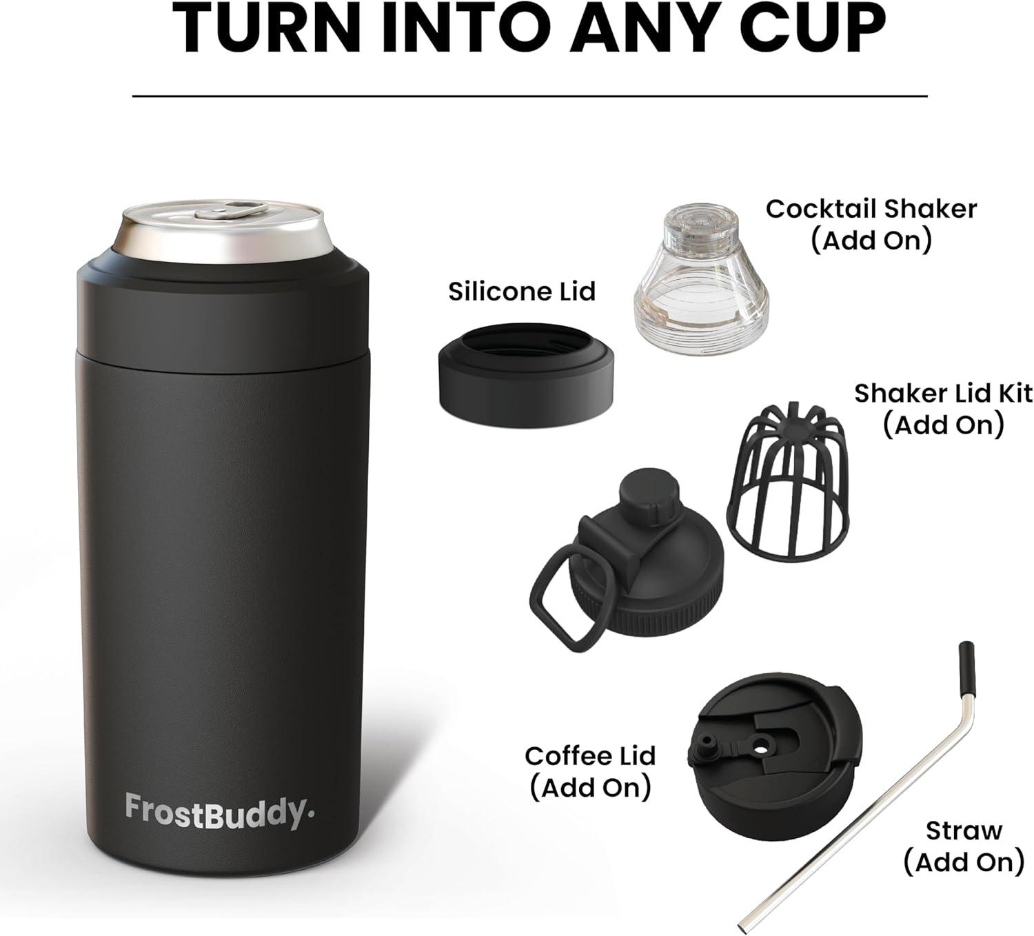 imageFrost Buddy Universal Buddy Can Cooler  Fits All  For Regular 12 ampamp 16 oz or SlimSize Bottles  Insulated DoubleWalled Stainless Steel MericaNavy