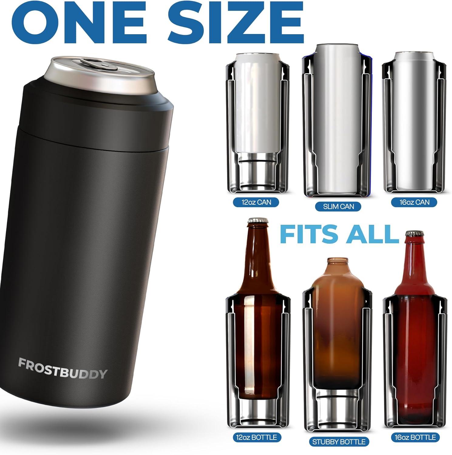 imageFrost Buddy Universal Can Cooler  Fits All  Stainless Steel Can Cooler for 12 oz ampamp 16 oz Regular or Slim Cans ampamp Bottles  Stainless Steel Michigan WolverinesFlorida State Seminoles