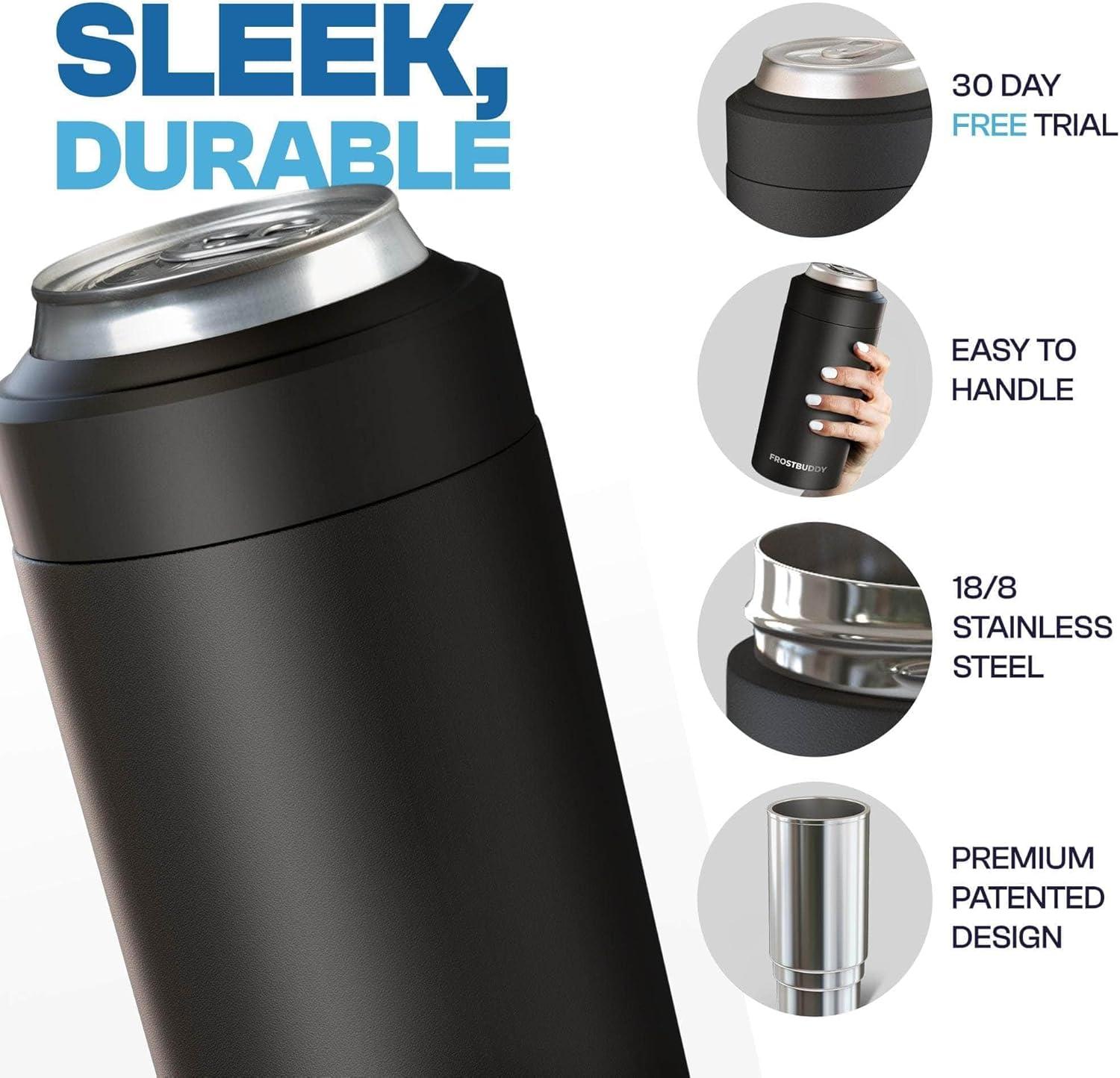 imageFrost Buddy Universal Can Cooler  Fits All  Stainless Steel Can Cooler for 12 oz ampamp 16 oz Regular or Slim Cans ampamp Bottles  Stainless Steel Michigan WolverinesFlorida Gators  Royal