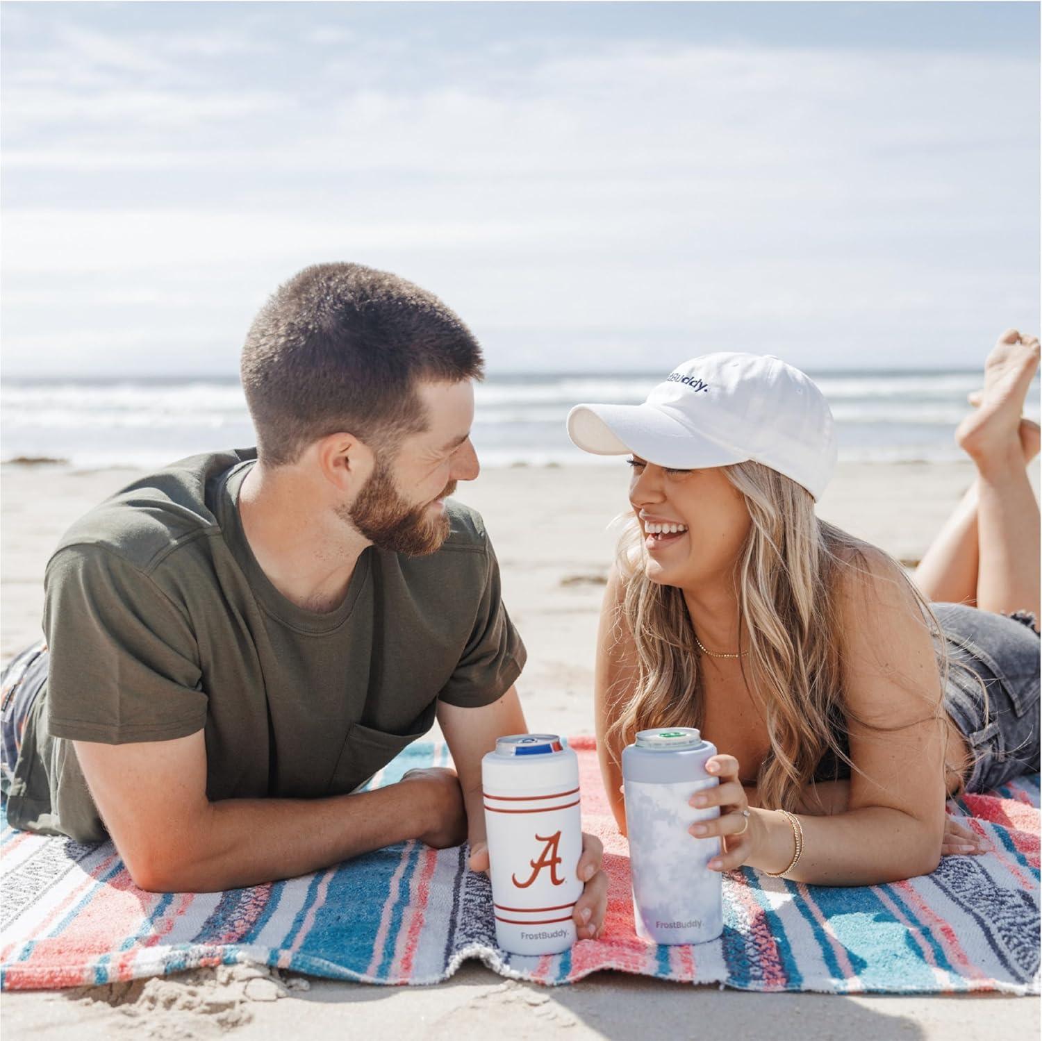 imageFrost Buddy Universal Mini Can Cooler  Fits 12oz Slim ampamp 75oz Mini Cans  Vacuum Insulated Stainless Steel  Keeps Beverages Cold or Hot  Compact Travel ampamp Cup Holder FriendlyWhite