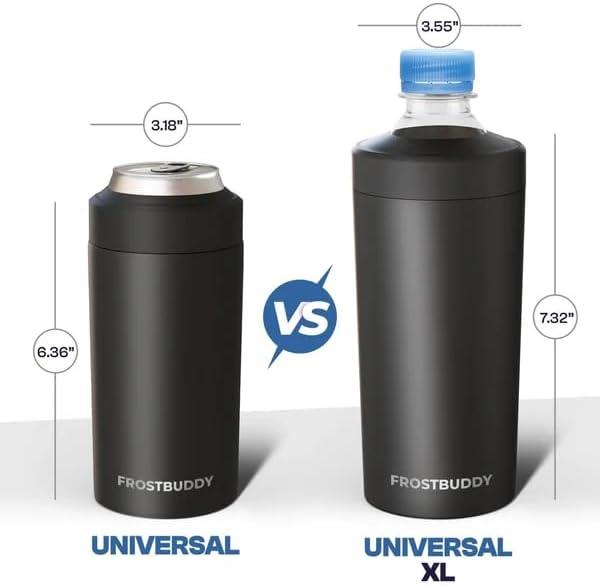 imageFrost Buddy Universal XL Can Cooler  Fits All  For 12 16 20 and 24 ounce Bottles  Insulated DoubleWalled Stainless Steel NebulaCrimson