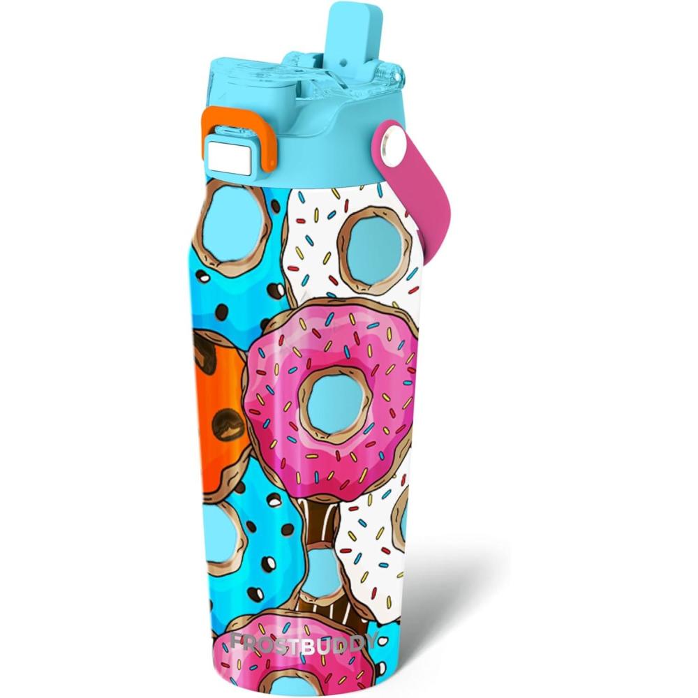 imageFrost Buddy 32oz Insulated Water Bottle with Straw ampamp Chug Lid  LeakProof Stainless Steel  24Hours Cold  SweatProof Cup Holder Friendly  Ideal for Gym Travel Sports ampamp Everyday HydrationDonuts