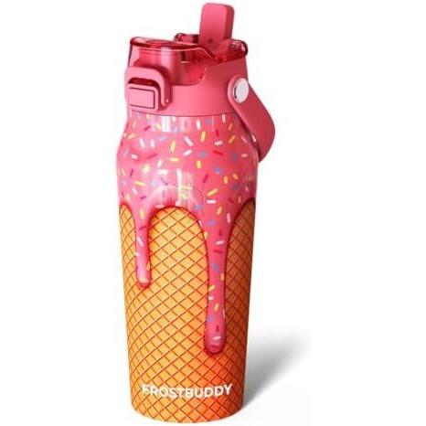 imageFrost Buddy 32oz Insulated Water Bottle with Straw ampamp Chug Lid  LeakProof Stainless Steel  24Hours Cold  SweatProof Cup Holder Friendly  Ideal for Gym Travel Sports ampamp Everyday HydrationIce Cream