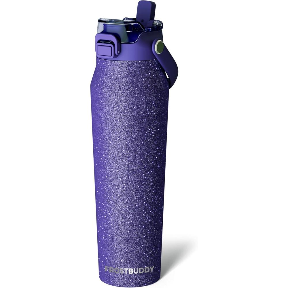 imageFrost Buddy 32oz Insulated Water Bottle with Straw ampamp Chug Lid  LeakProof Stainless Steel  24Hours Cold  SweatProof Cup Holder Friendly  Ideal for Gym Travel Sports ampamp Everyday HydrationPurple Glitz