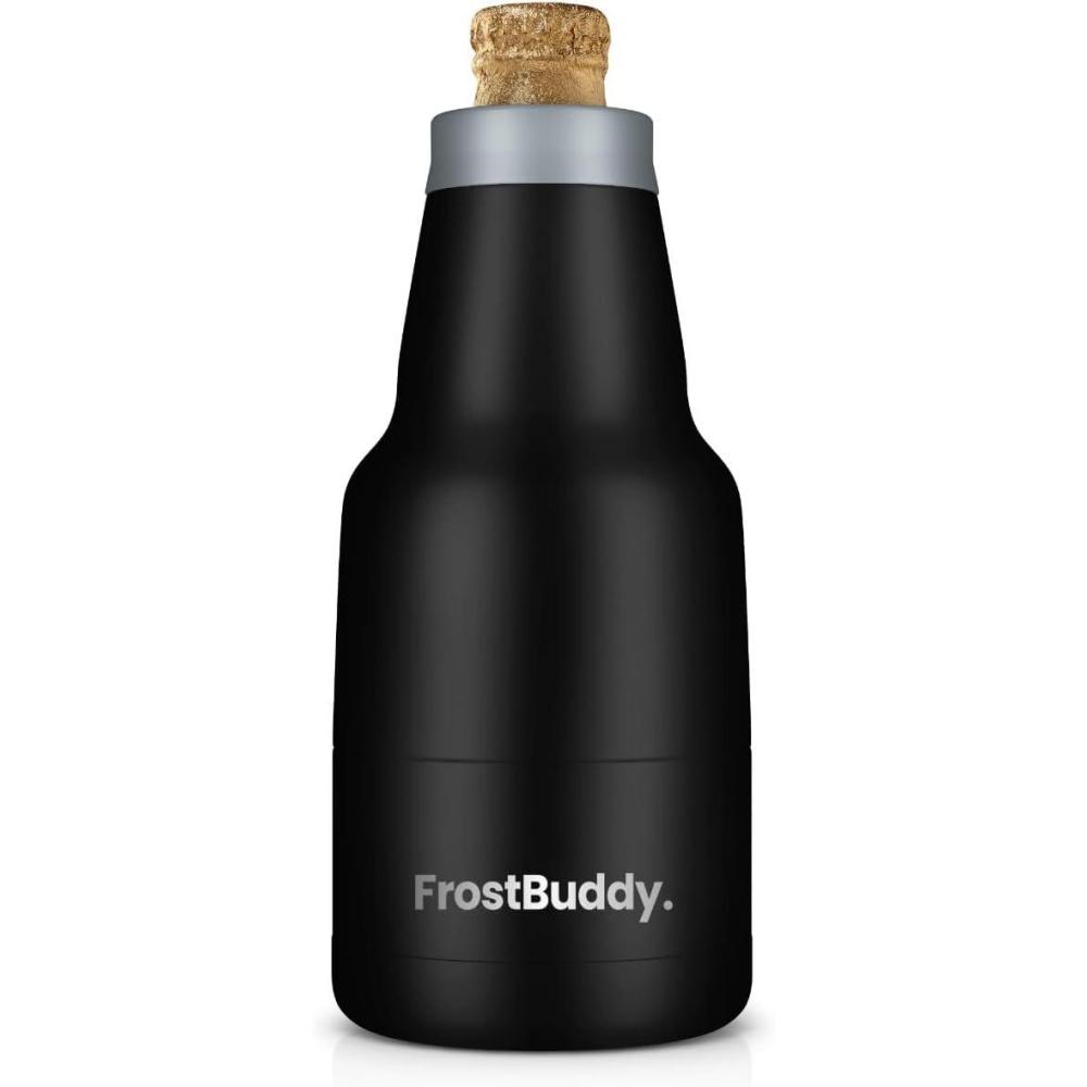 imageFrost Buddy Chubby Buddy  Mexican Beer Bottle Cooler  Stainless Steel Double Wall Vacuum Insulated compatible with Modelo Beers BlackBlack