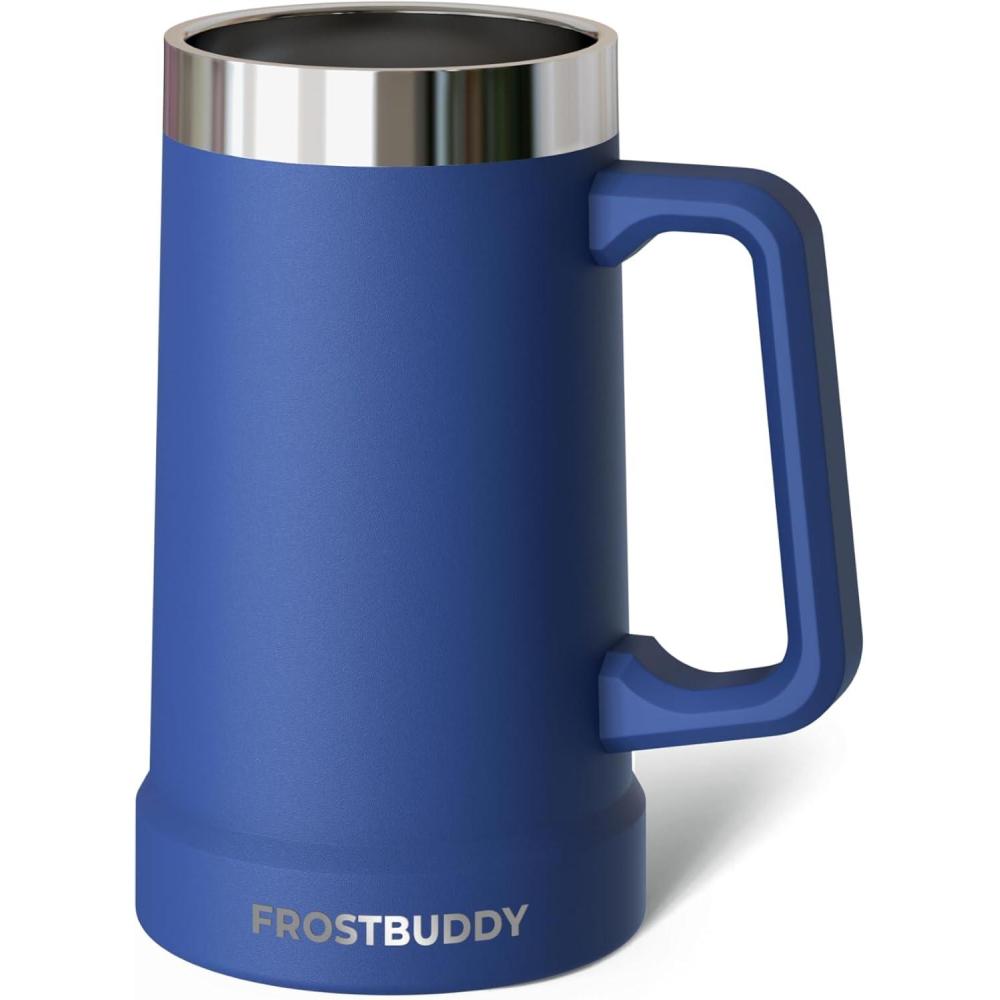 imageFrost Buddy Stein Buddy  24oz Insulated Stainless Steel Beer Stein Mug with Handle  Keeps Beer Cold for Hours  Ideal for Tailgating Parties BBQs and Gifts CrimsonNavy