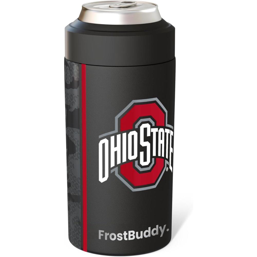 imageFrost Buddy Universal Can Cooler  Fits All  Stainless Steel Can Cooler for 12 oz ampamp 16 oz Regular or Slim Cans ampamp Bottles  Stainless Steel Michigan WolverinesOhio State BuckeyesCamo