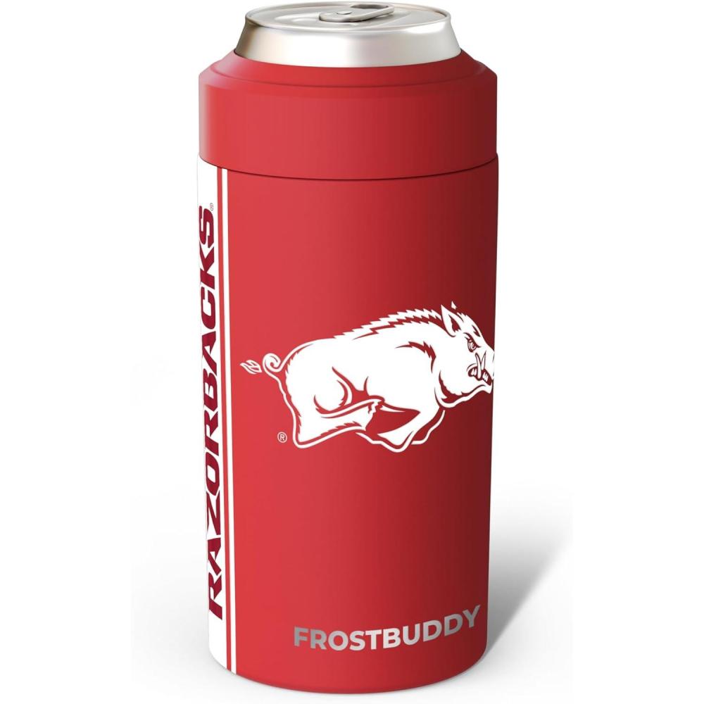 imageFrost Buddy Universal Can Cooler  Fits All  Stainless Steel Can Cooler for 12 oz ampamp 16 oz Regular or Slim Cans ampamp Bottles  Stainless Steel Michigan WolverinesArkansas Razorbacks