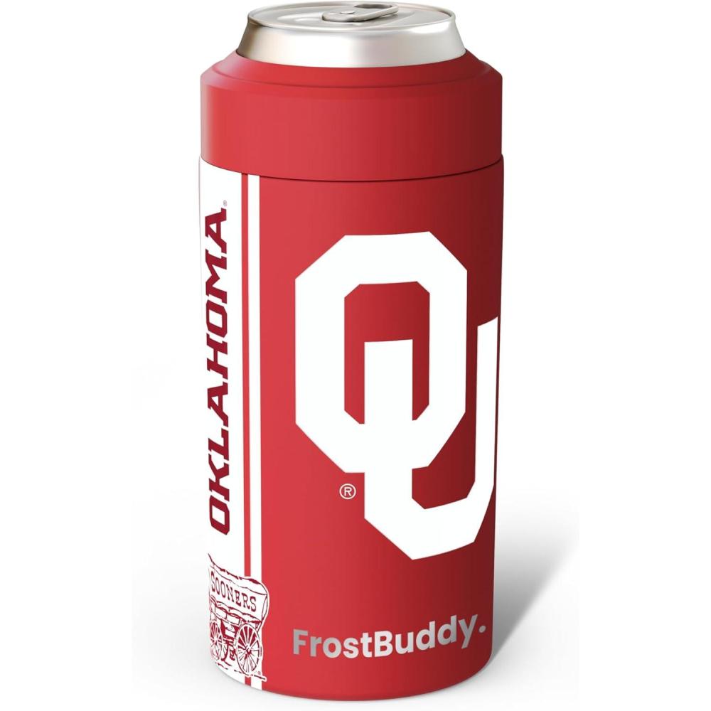 imageFrost Buddy Universal Can Cooler  Fits All  Stainless Steel Can Cooler for 12 oz ampamp 16 oz Regular or Slim Cans ampamp Bottles  Stainless Steel Michigan WolverinesOklahoma Sooners
