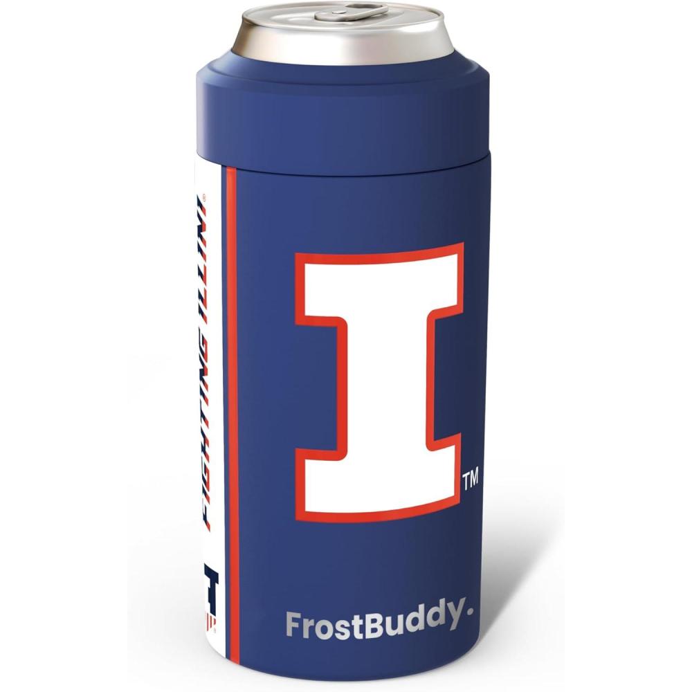 imageFrost Buddy Universal Can Cooler  Fits All  Stainless Steel Can Cooler for 12 oz ampamp 16 oz Regular or Slim Cans ampamp Bottles  Stainless Steel Michigan WolverinesIllinois Fighting Illini