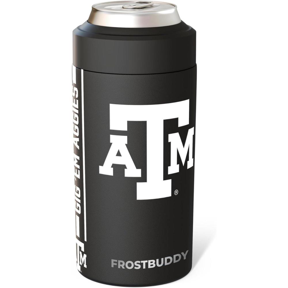 imageFrost Buddy Universal Can Cooler  Fits All  Stainless Steel Can Cooler for 12 oz ampamp 16 oz Regular or Slim Cans ampamp Bottles  Stainless Steel Michigan WolverinesTexas AM Aggies