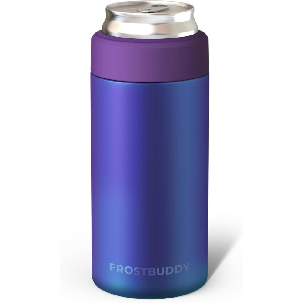 imageFrost Buddy Universal Mini Can Cooler  Fits 12oz Slim ampamp 75oz Mini Cans  Vacuum Insulated Stainless Steel  Keeps Beverages Cold or Hot  Compact Travel ampamp Cup Holder FriendlyNebula