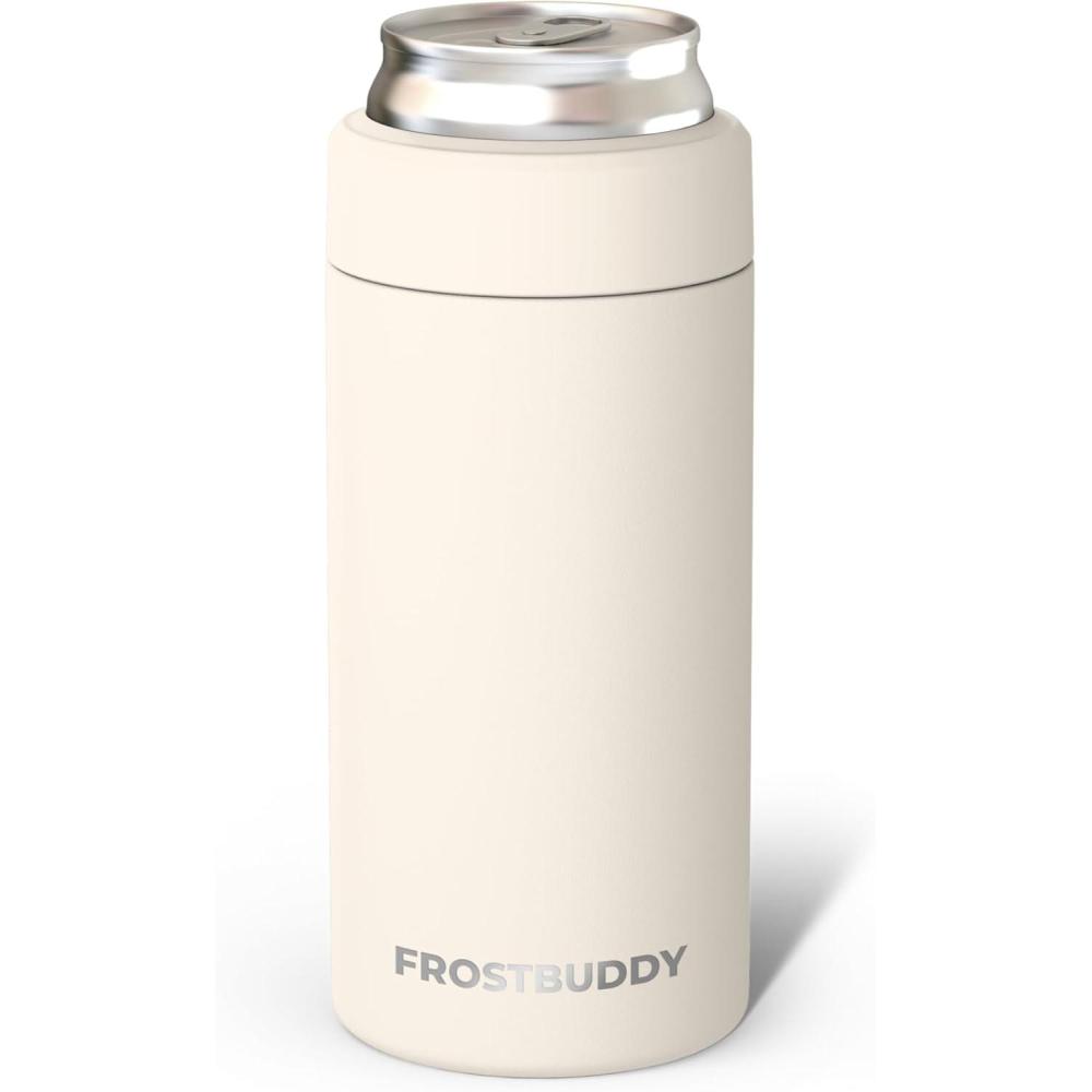 imageFrost Buddy Universal Mini Can Cooler  Fits 12oz Slim ampamp 75oz Mini Cans  Vacuum Insulated Stainless Steel  Keeps Beverages Cold or Hot  Compact Travel ampamp Cup Holder FriendlyCream