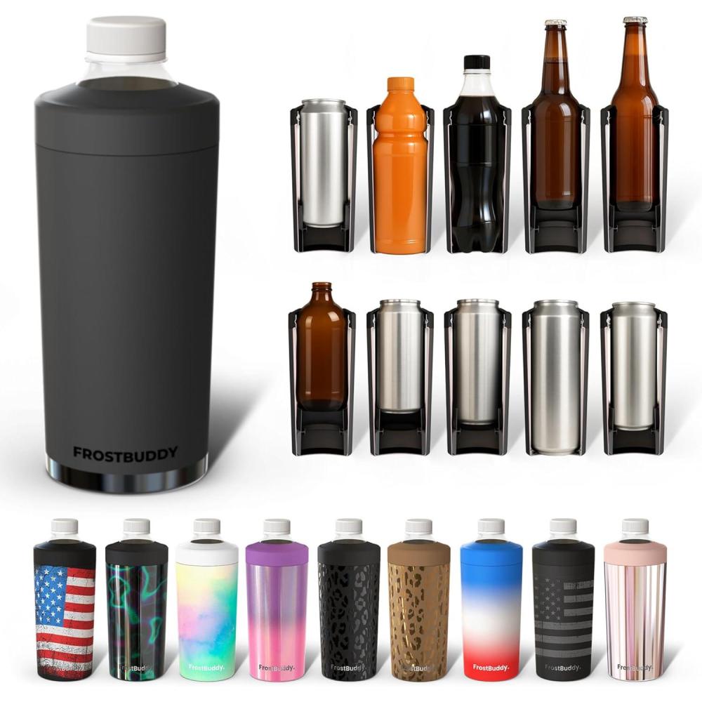 imageFrost Buddy Universal XL Can Cooler  Fits All  For 12 16 20 and 24 ounce Bottles  Insulated DoubleWalled Stainless Steel NebulaDark Night