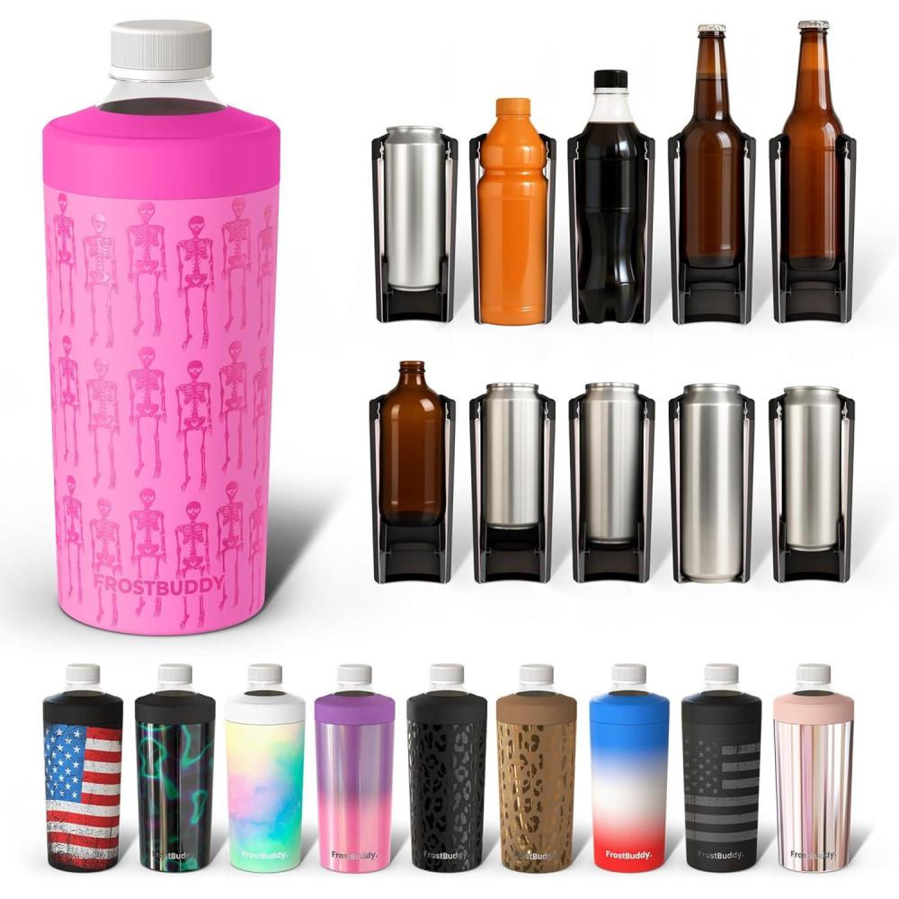 imageFrost Buddy Universal XL Can Cooler  Fits All  For 12 16 20 and 24 ounce Bottles  Insulated DoubleWalled Stainless Steel NebulaHot Ghoul Summer