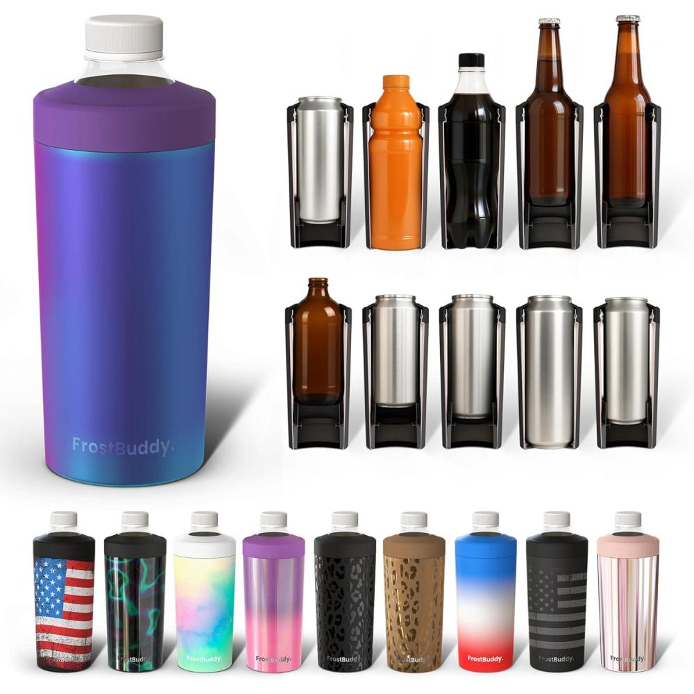 imageFrost Buddy Universal XL Can Cooler  Fits All  For 12 16 20 and 24 ounce Bottles  Insulated DoubleWalled Stainless Steel NebulaNebula