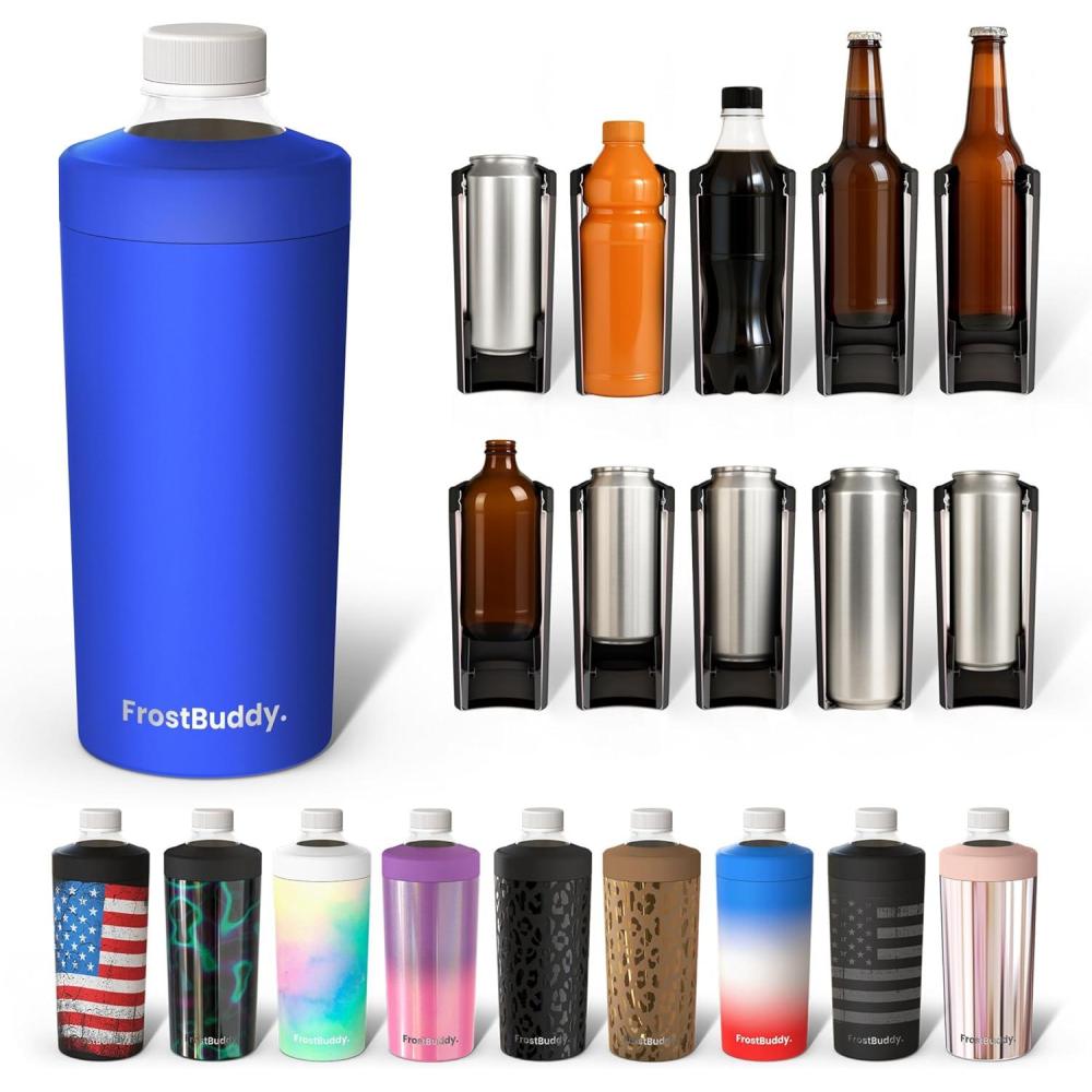 imageFrost Buddy Universal XL Can Cooler  Fits All  For 12 16 20 and 24 ounce Bottles  Insulated DoubleWalled Stainless Steel NebulaRoyal