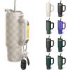 imageThicc Buddy  16 oz Stainless Steel Vacuum Insulated Tumbler with Lid and Straw for Water  Travel Mug Cupholder Friendly  Gifts for Women Men Him HerBeige Checkered