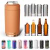 imageFrost Buddy Universal Buddy Can Cooler  Fits All  For Regular 12 ampamp 16 oz or SlimSize Bottles  Insulated DoubleWalled Stainless Steel MericaCaramel