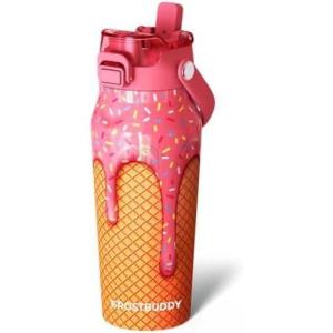 imageFrost Buddy 32oz Insulated Water Bottle with Straw ampamp Chug Lid  LeakProof Stainless Steel  24Hours Cold  SweatProof Cup Holder Friendly  Ideal for Gym Travel Sports ampamp Everyday HydrationIce Cream