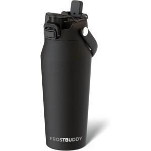 imageFrost Buddy 32oz Insulated Water Bottle with Straw ampamp Chug Lid  LeakProof Stainless Steel  24Hours Cold  SweatProof Cup Holder Friendly  Ideal for Gym Travel Sports ampamp Everyday HydrationBlack