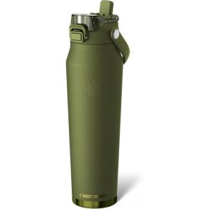 imageFrost Buddy 32oz Insulated Water Bottle with Straw ampamp Chug Lid  LeakProof Stainless Steel  24Hours Cold  SweatProof Cup Holder Friendly  Ideal for Gym Travel Sports ampamp Everyday HydrationTactical Green