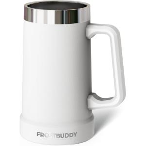 imageFrost Buddy Stein Buddy  24oz Insulated Stainless Steel Beer Stein Mug with Handle  Keeps Beer Cold for Hours  Ideal for Tailgating Parties BBQs and Gifts CrimsonWhite