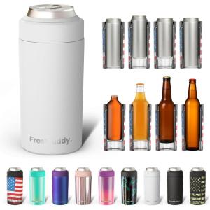 imageFrost Buddy Universal Buddy Can Cooler  Fits All  For Regular 12 ampamp 16 oz or SlimSize Bottles  Insulated DoubleWalled Stainless Steel MericaAllwhite