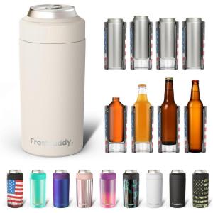 imageFrost Buddy Universal Buddy Can Cooler  Fits All  For Regular 12 ampamp 16 oz or SlimSize Bottles  Insulated DoubleWalled Stainless Steel MericaCream
