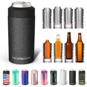 imageFrost Buddy Universal Buddy Can Cooler  Fits All  For Regular 12 ampamp 16 oz or SlimSize Bottles  Insulated DoubleWalled Stainless Steel MericaDark Glitz