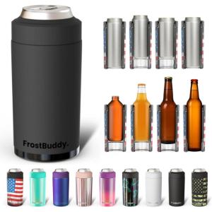 imageFrost Buddy Universal Buddy Can Cooler  Fits All  For Regular 12 ampamp 16 oz or SlimSize Bottles  Insulated DoubleWalled Stainless Steel MericaDark Night
