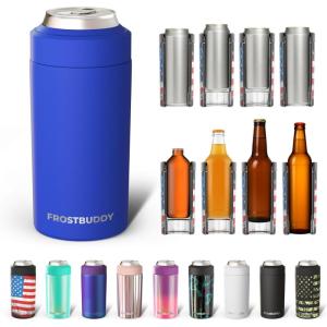 imageFrost Buddy Universal Buddy Can Cooler  Fits All  For Regular 12 ampamp 16 oz or SlimSize Bottles  Insulated DoubleWalled Stainless Steel MericaRoyal