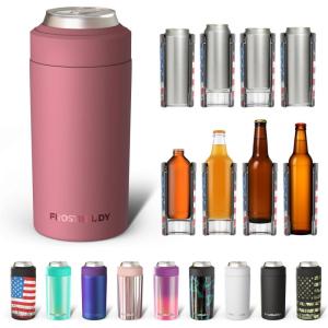 imageFrost Buddy Universal Buddy Can Cooler  Fits All  For Regular 12 ampamp 16 oz or SlimSize Bottles  Insulated DoubleWalled Stainless Steel MericaWinter Rose