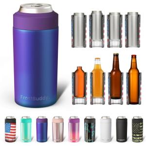 imageFrost Buddy Universal Can Cooler  Fits All  For Regular 12 ampamp 16 oz or SlimSize Bottles  Insulated DoubleWalled Stainless Steel Nebula