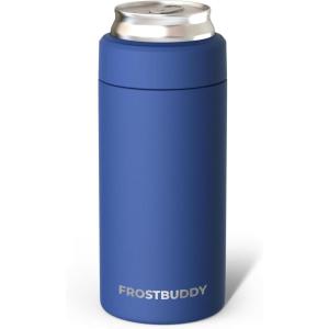 imageFrost Buddy Universal Mini Can Cooler  Fits 12oz Slim ampamp 75oz Mini Cans  Vacuum Insulated Stainless Steel  Keeps Beverages Cold or Hot  Compact Travel ampamp Cup Holder FriendlyNavy