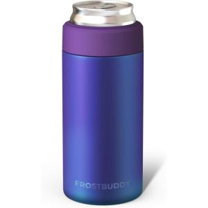 imageFrost Buddy Universal Mini Can Cooler  Fits 12oz Slim ampamp 75oz Mini Cans  Vacuum Insulated Stainless Steel  Keeps Beverages Cold or Hot  Compact Travel ampamp Cup Holder FriendlyNebula