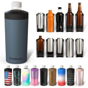 imageFrost Buddy Universal XL Can Cooler  Fits All  For 12 16 20 and 24 ounce Bottles  Insulated DoubleWalled Stainless Steel NebulaCharcoal