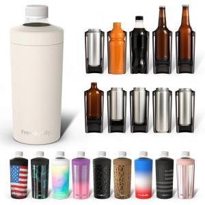 imageFrost Buddy Universal XL Can Cooler  Fits All  For 12 16 20 and 24 ounce Bottles  Insulated DoubleWalled Stainless Steel NebulaCream